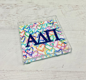 Alpha Delta Pi - Rainbow Hearts Acrylic Tray