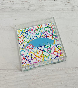 Alpha Xi Delta - Rainbow Hearts Acrylic Tray