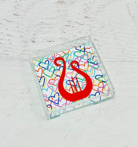 Alpha Chi Omega - Rainbow Hearts Acrylic Tray