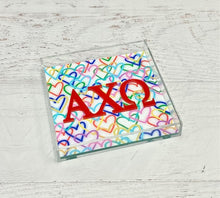 Load image into Gallery viewer, Alpha Chi Omega - Rainbow Hearts Acrylic Tray
