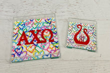 Load image into Gallery viewer, Alpha Chi Omega - Rainbow Hearts Acrylic Tray
