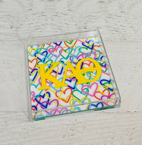 Kappa Alpha Theta - Rainbow Hearts Acrylic Tray