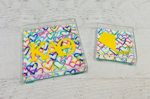 Kappa Alpha Theta - Rainbow Hearts Acrylic Tray