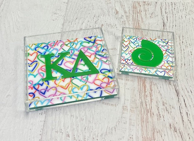 Kappa Delta - Rainbow Hearts Acrylic Tray