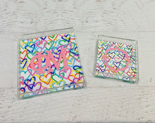 Load image into Gallery viewer, Phi Mu - Rainbow Hearts Acrylic Tray

