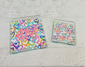 Phi Mu - Rainbow Hearts Acrylic Tray