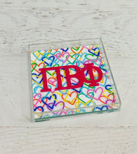 Load image into Gallery viewer, Pi Beta Phi - Rainbow Hearts Acrylic Tray
