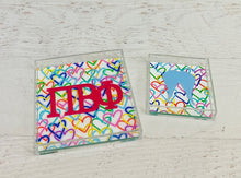 Load image into Gallery viewer, Pi Beta Phi - Rainbow Hearts Acrylic Tray
