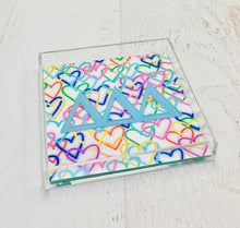 Load image into Gallery viewer, Delta Delta Delta - Rainbow Hearts Acrylic Tray
